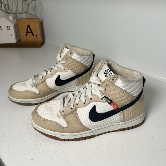 Nike Shoes - Nike Dunk High SE Men's 7.5 Women's 9 Sail Tan Black High Top Sneakers